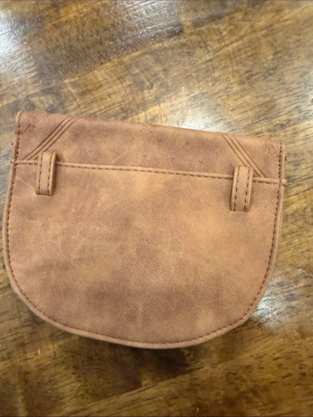 Roxy Suede Embossed Flap Clutch — Tan